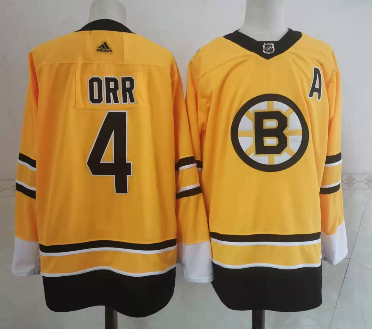 Adidas Men Boston Bruins #4 Orr Authentic Stitched yellow NHL Jersey->boston bruins->NHL Jersey